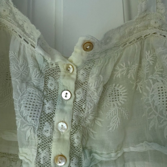 Love Shack Fancy Sully Lace Embroidered Cami Blouse Top in Lily Pond Hand Dye - Picture 4 of 6